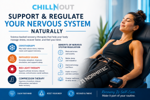 Person relaxing during a wellness recovery session supporting nervous system regulation and stress recovery at Chill N Out Clearwater